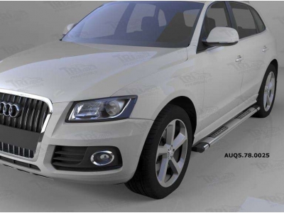 Пороги алюминиевые Emerald silver для Audi Q5 2008-2016