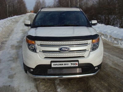Защита передняя овальная длинная 75-42 мм ТСС для Ford Explorer 2011-2015