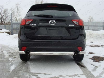 Защита заднего бампера овальная короткая 75х42 мм ТСС для Mazda CX-5 2011-2015