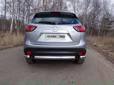 Защита заднего бампера овальная короткая 75х42 мм ТСС для Mazda CX-5 2015-2021