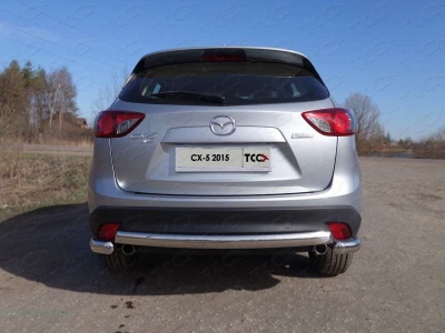 Защита заднего бампера овальная длинная 75х42 мм ТСС для Mazda CX-5 2015-2021