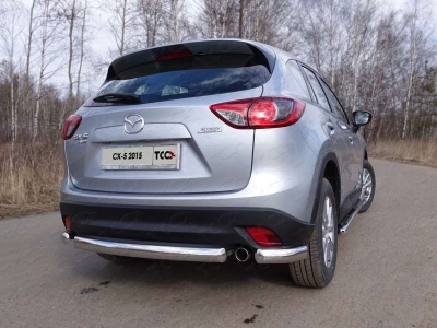 Защита заднего бампера овальная короткая 75х42 мм ТСС для Mazda CX-5 2015-2021