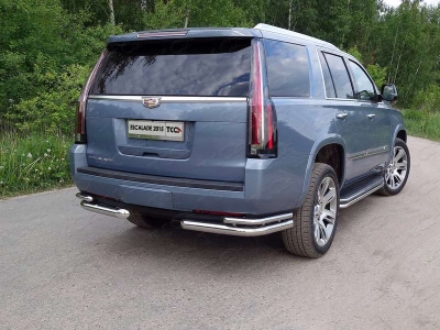 Защита задняя двойные уголки 76-42 мм ТСС для Cadillac Escalade 2015-2021