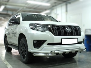Защита переднего бампера d-76 с доп.накладками для Toyota Land Cruiser Prado 150 BLACK ONYX 2020 – н.в. LCPR20_1.8BO