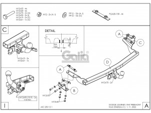 ТСУ Фаркоп оцинкованный Galia шар C съемный для Dodge Journey/Fiat Freemont № D042C