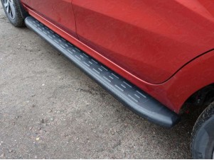 Пороги алюминиевые ТСС с накладкой чёрные для Lada XRay № LADXRAY16-21BL