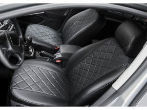 Чехлы Rival экокожа черные Ромб на спинку 40/60 на Ghia и Trend для Ford Focus 2/Kuga № SC.1804.2