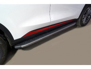 Пороги алюминиевые с пластиковой накладкой (карбон серые) 1720 мм для Changan CS75 plus II 2022 – н.в. CHANCS75PL23-16GR